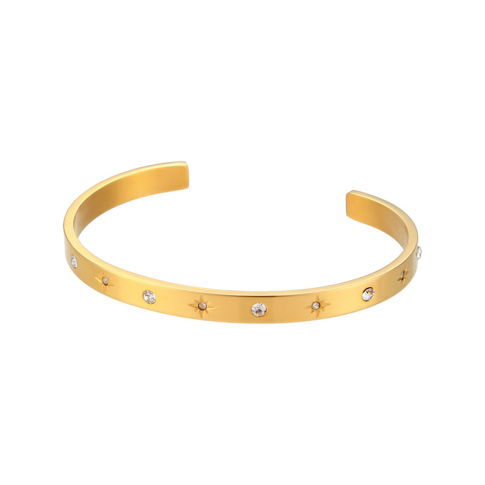 Bracelet jonc &quot;zircone&quot; en plaqué or 18 carats